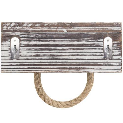 Industrial Pipe & Rope Towel Ring with Torched Wood Shelf - MyGift
