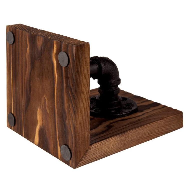 Industrial Pipe & Brown Wood Bookends - MyGift