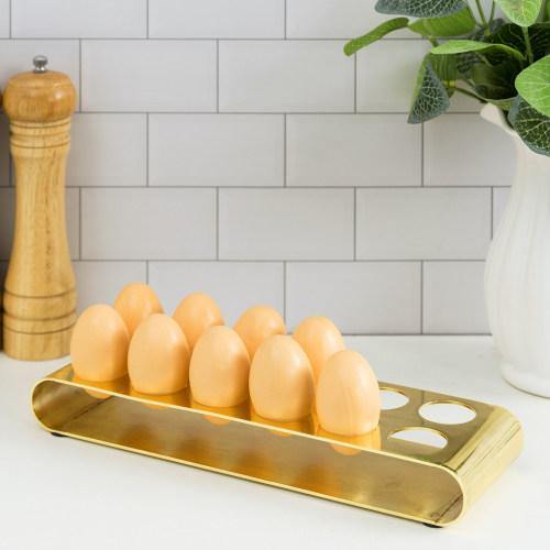 Modern Brass Plated Metal Egg Organizer Tray - MyGift