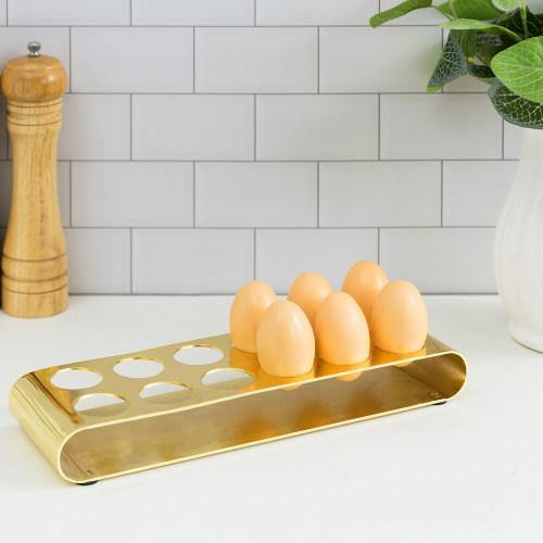 Modern Brass Plated Metal Egg Organizer Tray - MyGift