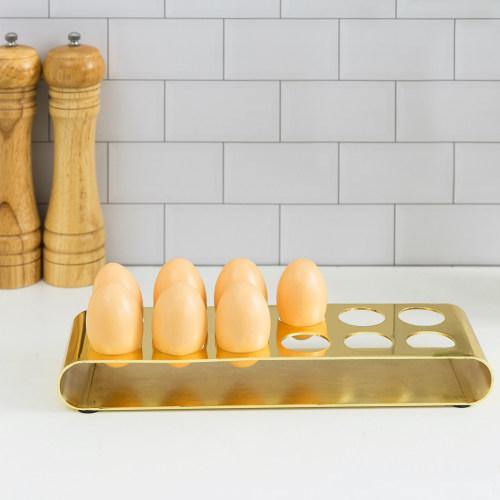 Modern Brass Plated Metal Egg Organizer Tray - MyGift