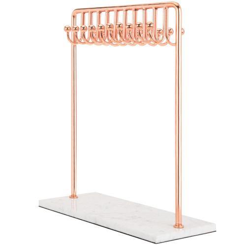 Rose Gold Metal Jewelry Display Stand with White Marble Base - MyGift
