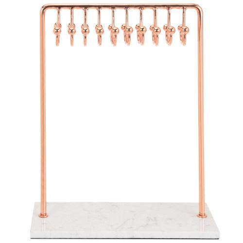 Rose Gold Metal Jewelry Display Stand with White Marble Base - MyGift