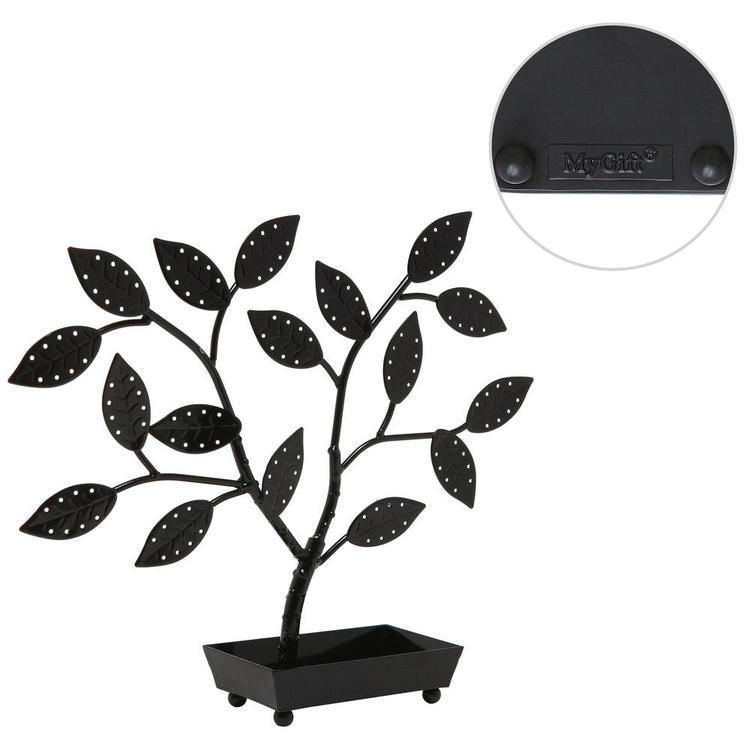 Jewelry Hanger Holder Tree with Ring Dish Tray, Black - MyGift