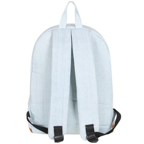 Light Blue Denim Backpack with Lace & Faux Suede