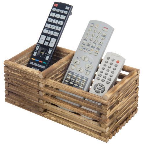 Log Style Burnt Wood Remote Control/Office Supply Organizer - MyGift