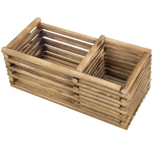 Log Style Burnt Wood Remote Control/Office Supply Organizer - MyGift