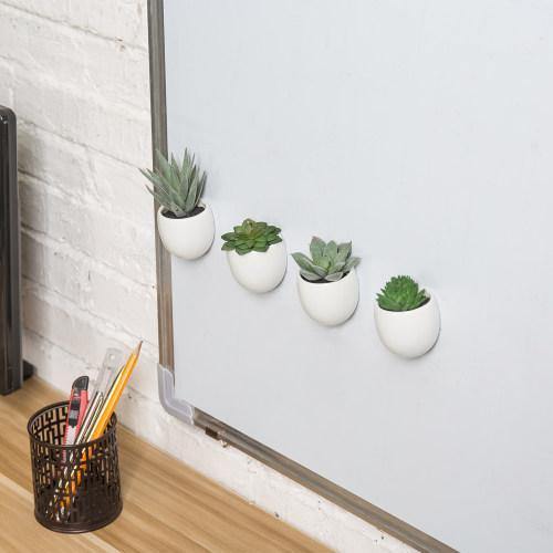 Magnetic Mini Faux Succulents in White Ceramic Pots - MyGift