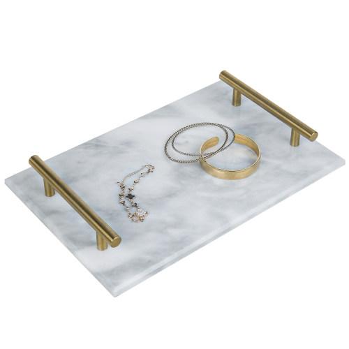 Marble Serving Tray with Brass Handles