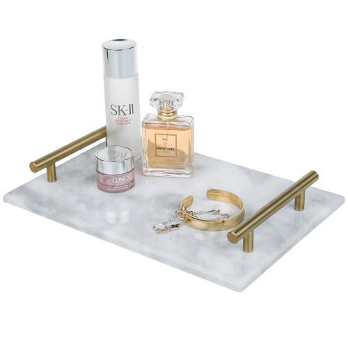 Marble Serving Tray with Brass Handles