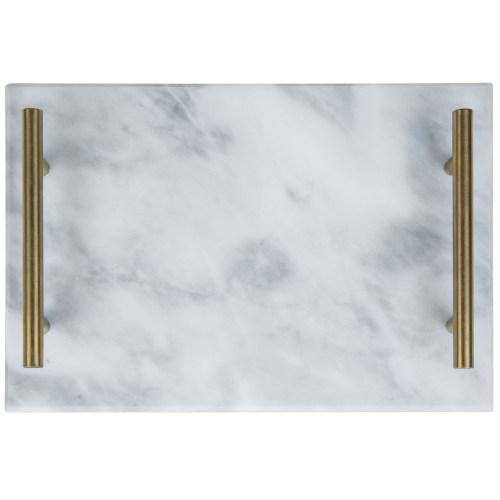 Marble Serving Tray with Brass Handles