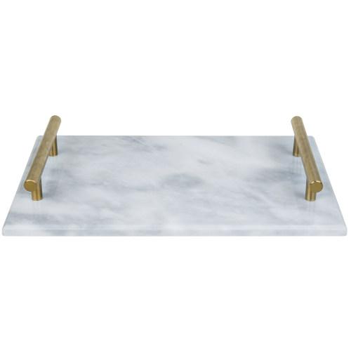Marble Serving Tray with Brass Handles