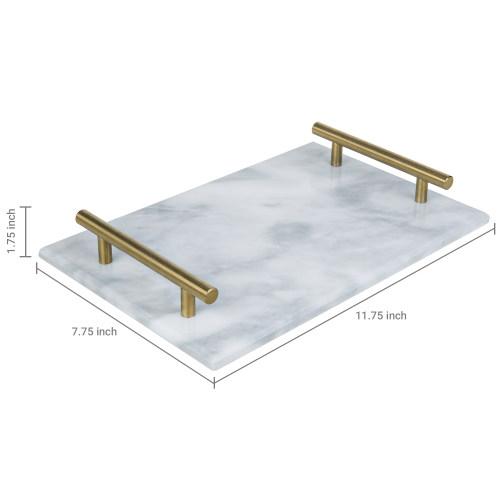 Marble Serving Tray with Brass Handles