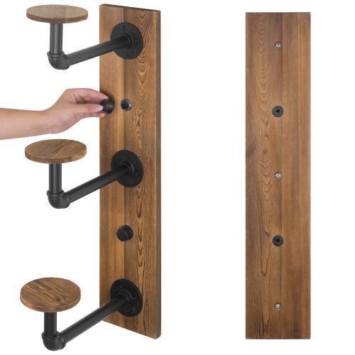 Metal Pipe & Rustic Burnt Wood Hat Rack, 3-Hook