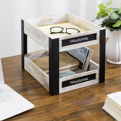 Metal & Whitewashed Wood Desktop Organizer - MyGift