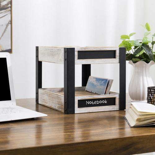 Metal & Whitewashed Wood Desktop Organizer - MyGift