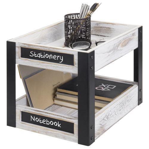 Metal & Whitewashed Wood Desktop Organizer - MyGift