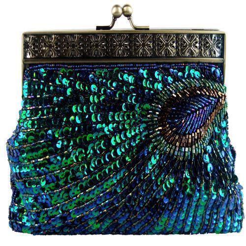 MG Collection Nisha Beaded Sequin Peacock Clutch - MyGift