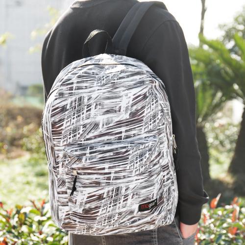 MGgear 17-inch Black & White Abstract Pattern School Backpack