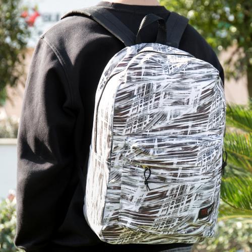 MGgear 17-inch Black & White Abstract Pattern School Backpack