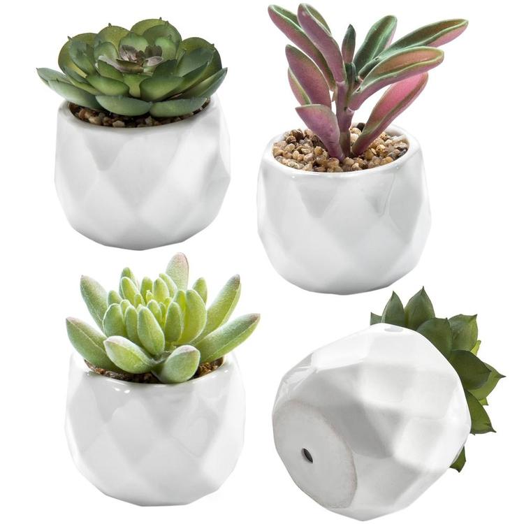 small artificial succulents in pots Mini Artificial Succulent Plants in Geometric Plant Pots