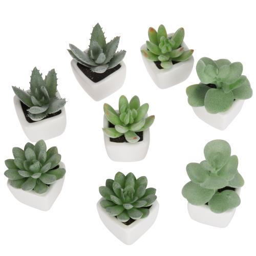 Mini Faux Succulent Plants, Set of 8-MyGift