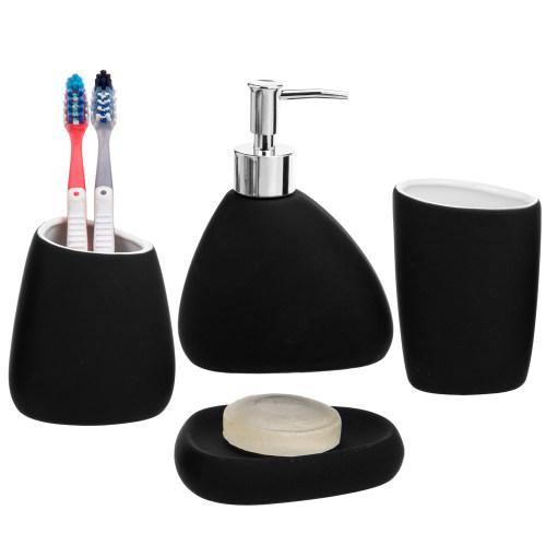 Modern Black Ceramic Bathroom Accessory Set - MyGift