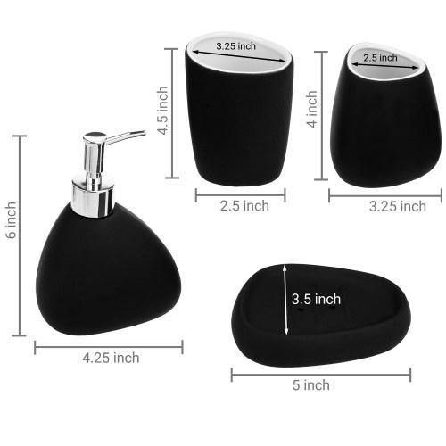 Modern Black Ceramic Bathroom Accessory Set - MyGift