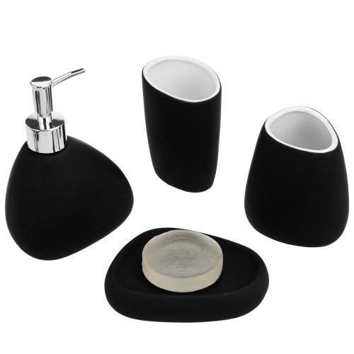 Modern Black Ceramic Bathroom Accessory Set - MyGift