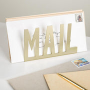 Modern Brass-Tone Metal Cutout-Design MAIL Holder - MyGift Enterprise LLC