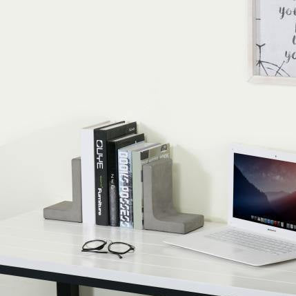 Modern L-Shaped Concrete Grey Bookends - MyGift