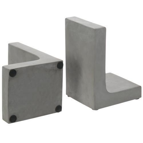 Modern L-Shaped Concrete Grey Bookends - MyGift