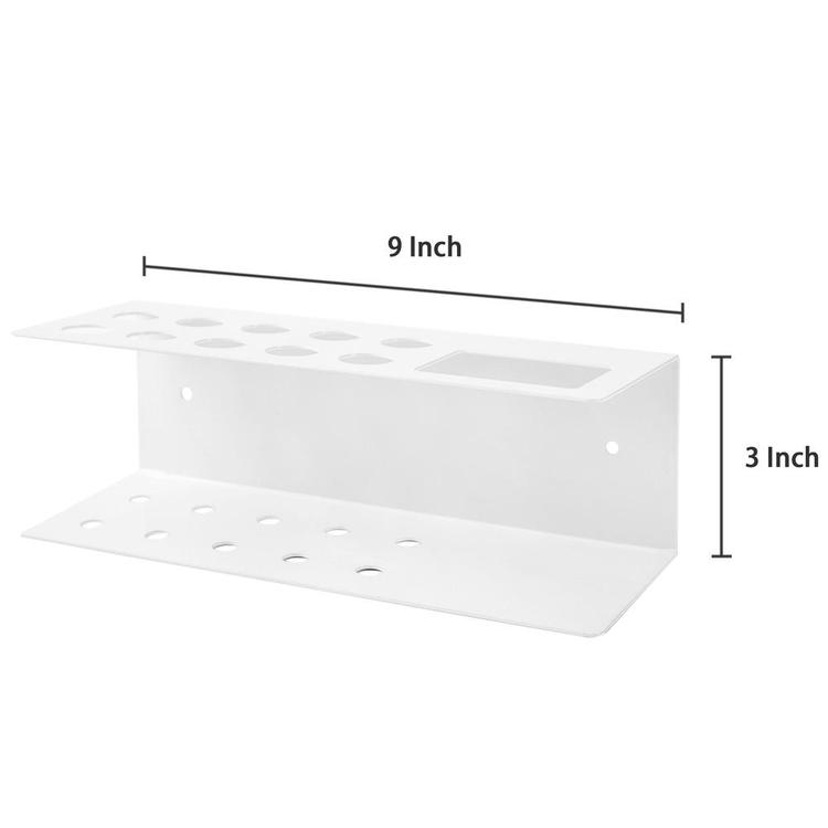 10-Slot Wall-Mounted Metal Dry Erase Marker and Eraser Holder Rack, White - MyGift Enterprise LLC