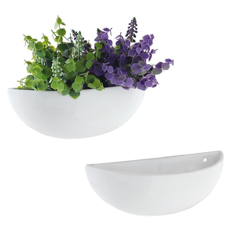 half moon planter pots Modern White Half-Moon Wall Planter, Set of 2
