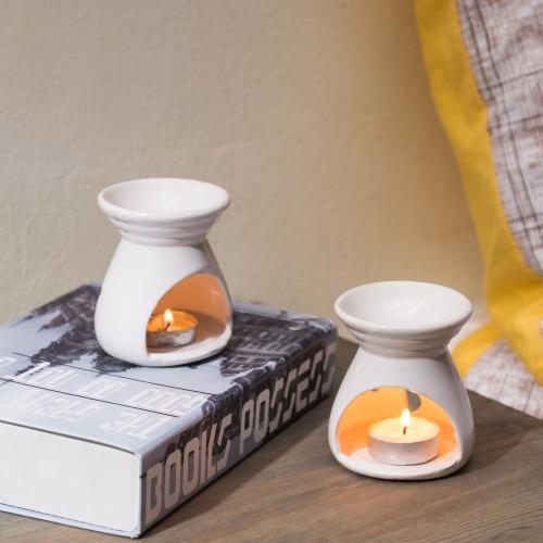 Moon & Stars Ceramic Aromatherapy Burner Candle Holders, Set of 2