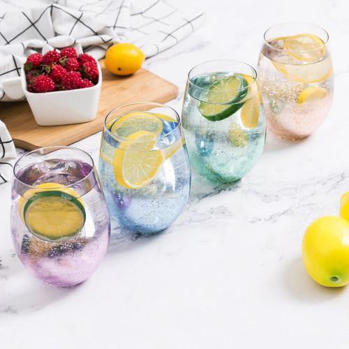 Multi-Colored Glass Tumblers, Stardust Galaxy Pattern, Set of 4 - MyGift