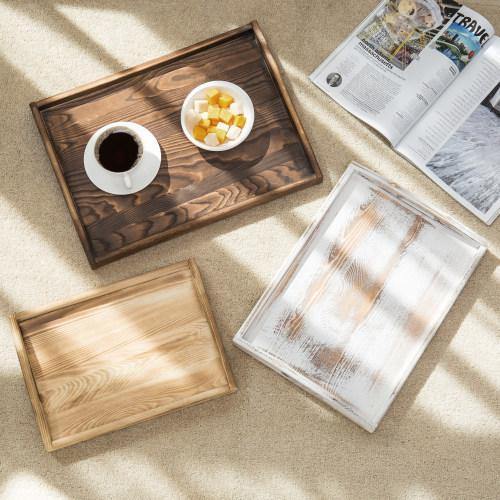 Multicolored Rustic Wood Serving Trays, Set of 3 - MyGift