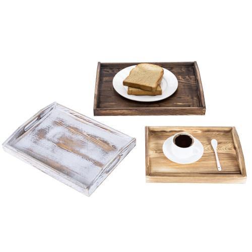 Multicolored Rustic Wood Serving Trays, Set of 3 - MyGift