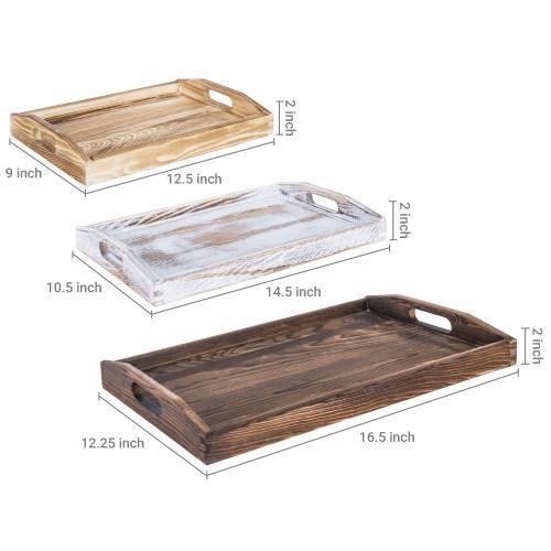 Multicolored Rustic Wood Serving Trays, Set of 3 - MyGift