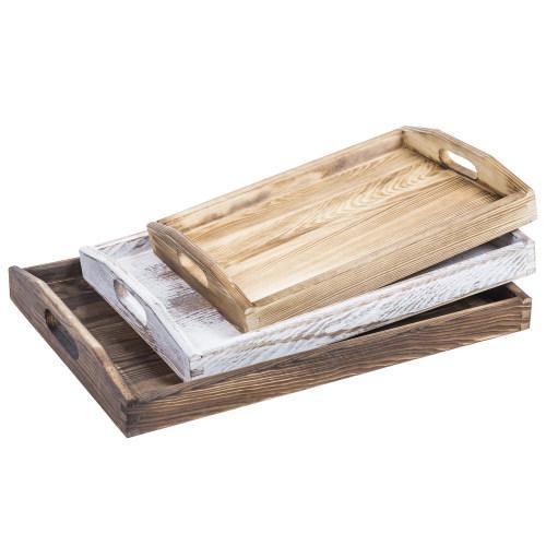 Multicolored Rustic Wood Serving Trays, Set of 3 - MyGift