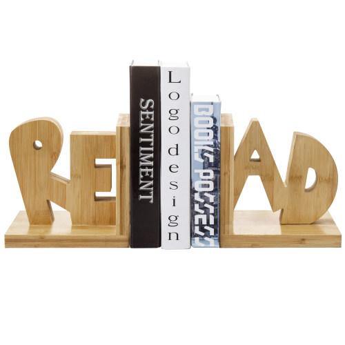 Natural Finish Read Design Bamboo Bookends - MyGift