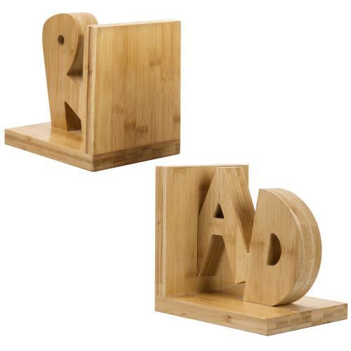 Natural Finish Read Design Bamboo Bookends - MyGift