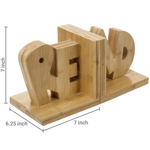 Natural Finish Read Design Bamboo Bookends - MyGift