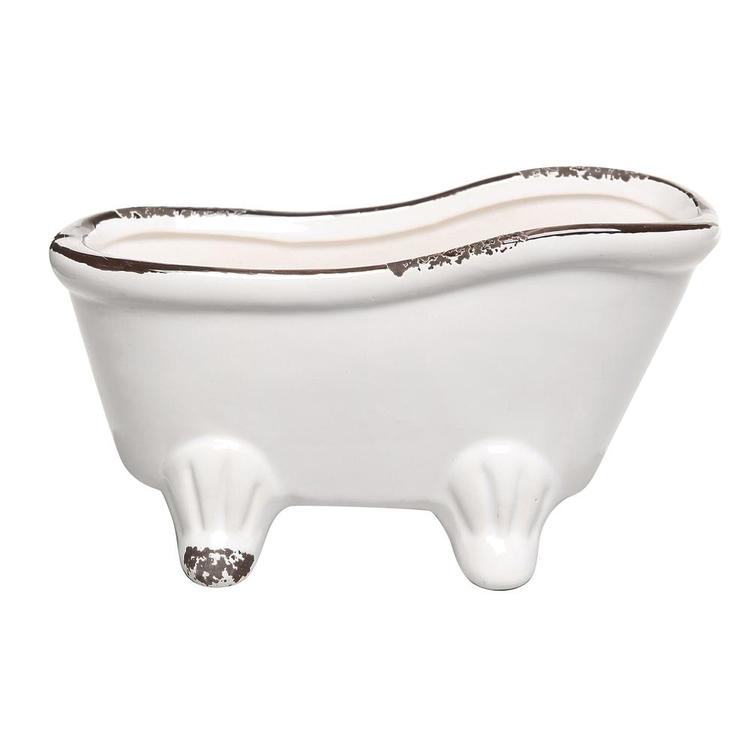 6-Inch Porcelain Petite French Country Style Claw Foot Bathtub Flower Pot - MyGift Enterprise LLC