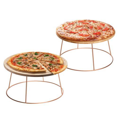 Pizza Stands Risers with Gold Rose Metal, Set of 2