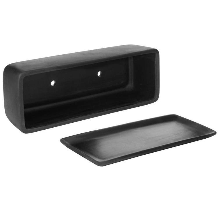 rectangle planter with saucer Rectangular Ceramic Succulent Planter with Saucer, Black 14 Inches