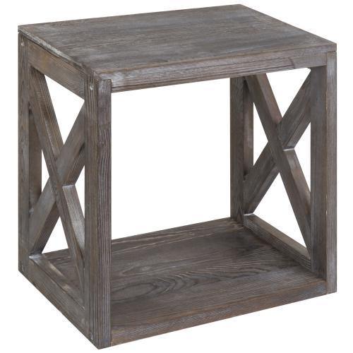 Rectangular Wood End Table with Vintage Gray Finish - MyGift