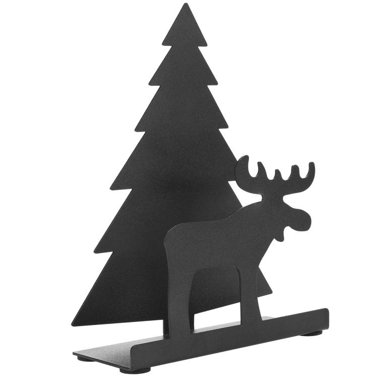 Reindeer & Christmas Tree Black Metal Napkin Holder