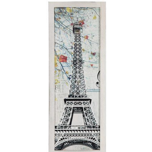 Room Divider with Whitewashed Wood and European Famous Landmarks - MyGift