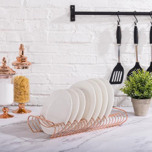 Aluminum Dish Drying Rack with Cutlery Holder, Removable Drainer Tray, Rose  Gold